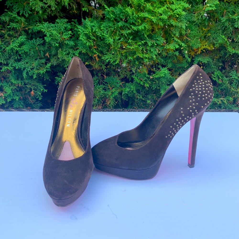 Platform pumps - Suede with gold details